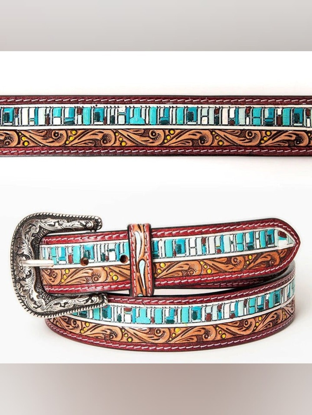 American Darling Hand Tooled Leather Belt Size 36 NWT